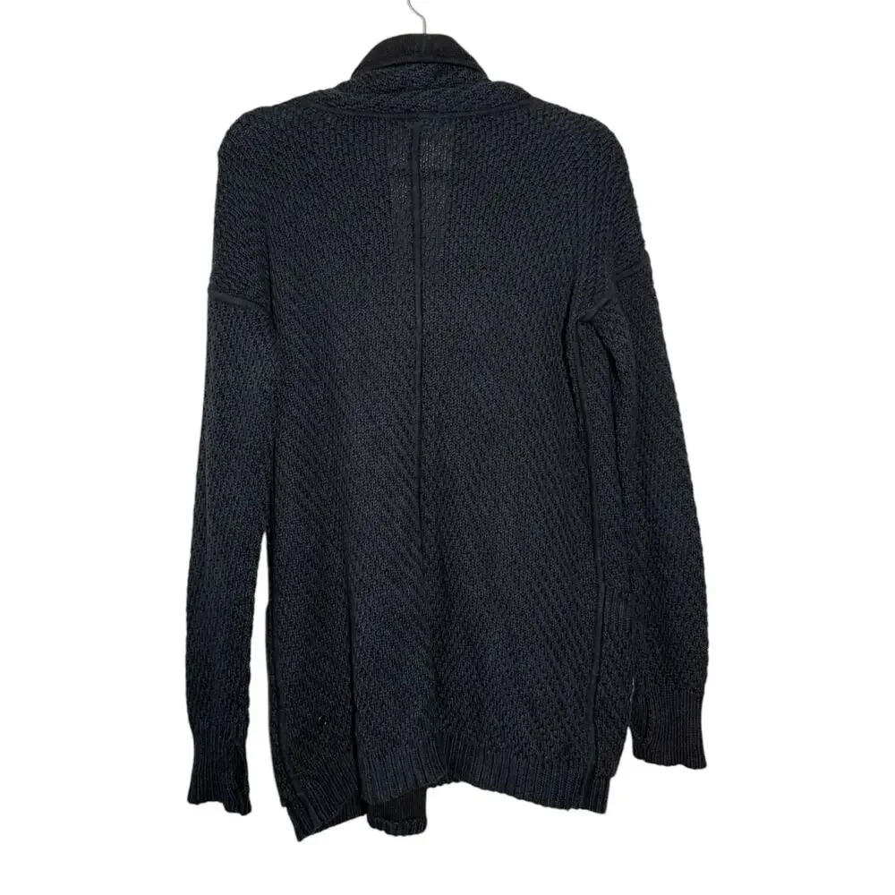 Lululemon Navy Blue Inkwell Black Cotton Blend Post Practice Knit Cardigan - 8